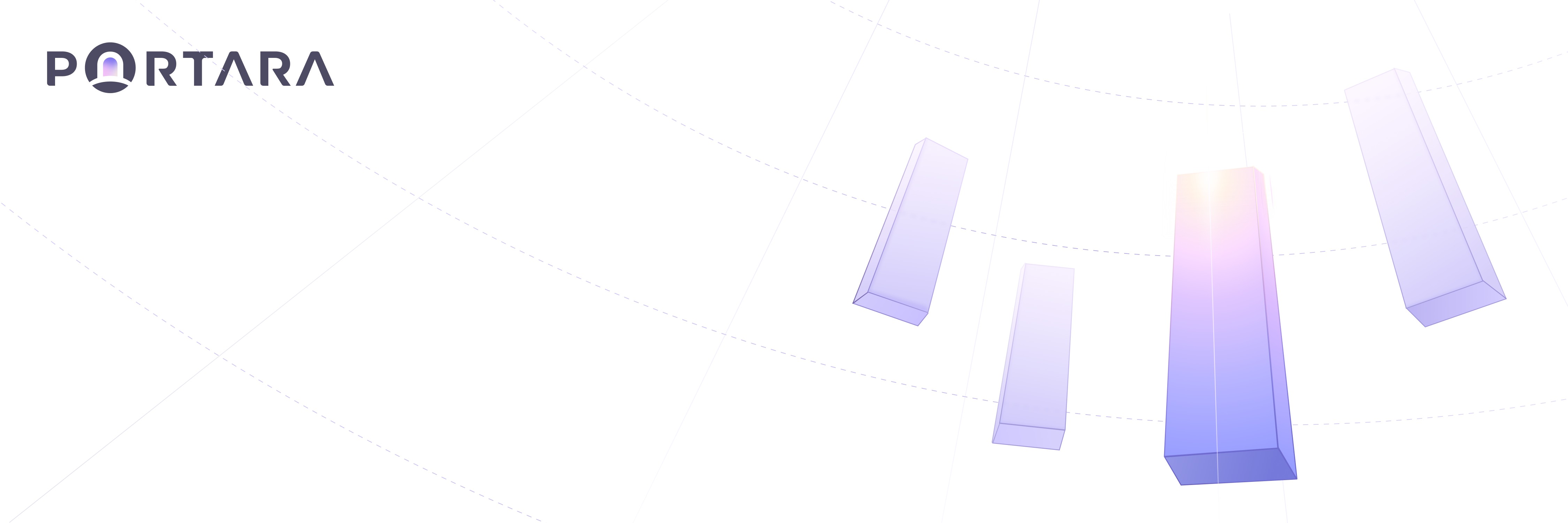 Portara brand banner with 3D candlestick chart